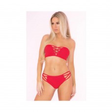 Pink Lipstick Truth Or Bare 2 Piece Bra Set Red M/L