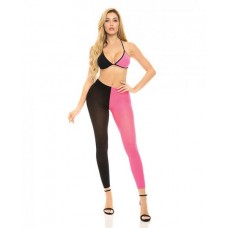 Pink Lipstick Block You Out Bra & Legging Black/pink O/s