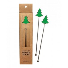 Holiday Tree Reusable Stainless Steel (dishwasher Safe) Swizzle Stick - Pack Of 2