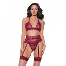 Holiday Bra, Garter Belt & Thong Merlot Xl